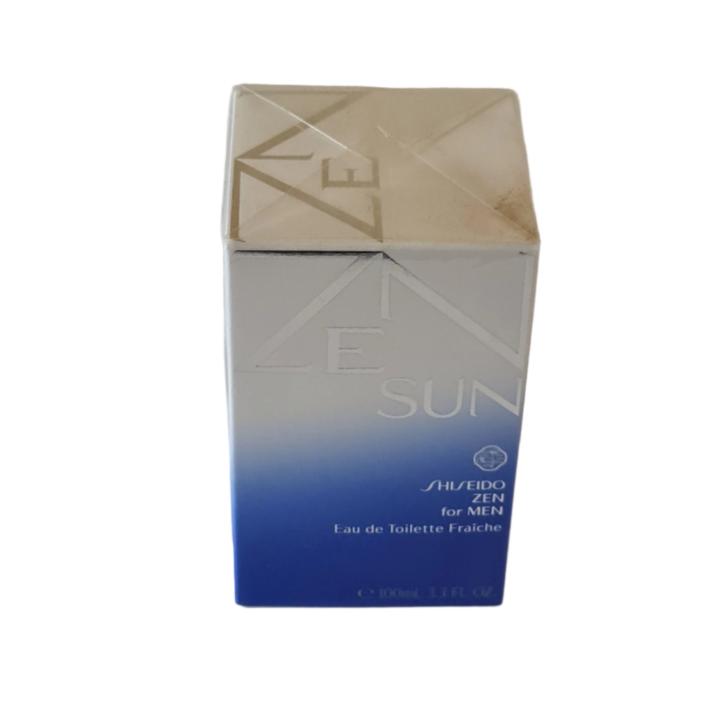 Shiseido Zen For Men Eau de Toilette Fraiche 100ml. Front photo angled, perfume, fragrance, cologne and scent.