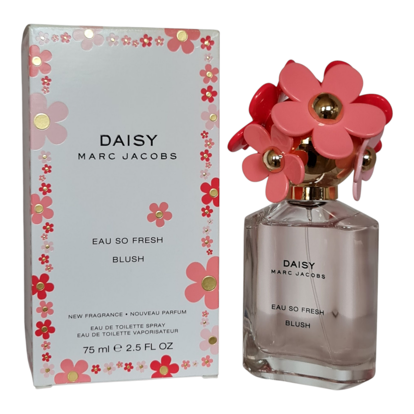 Marc Jacobs Daisy Eau So Fresh Blush Eau de Toilette 75ml. Perfume box and bottle side by side photo.