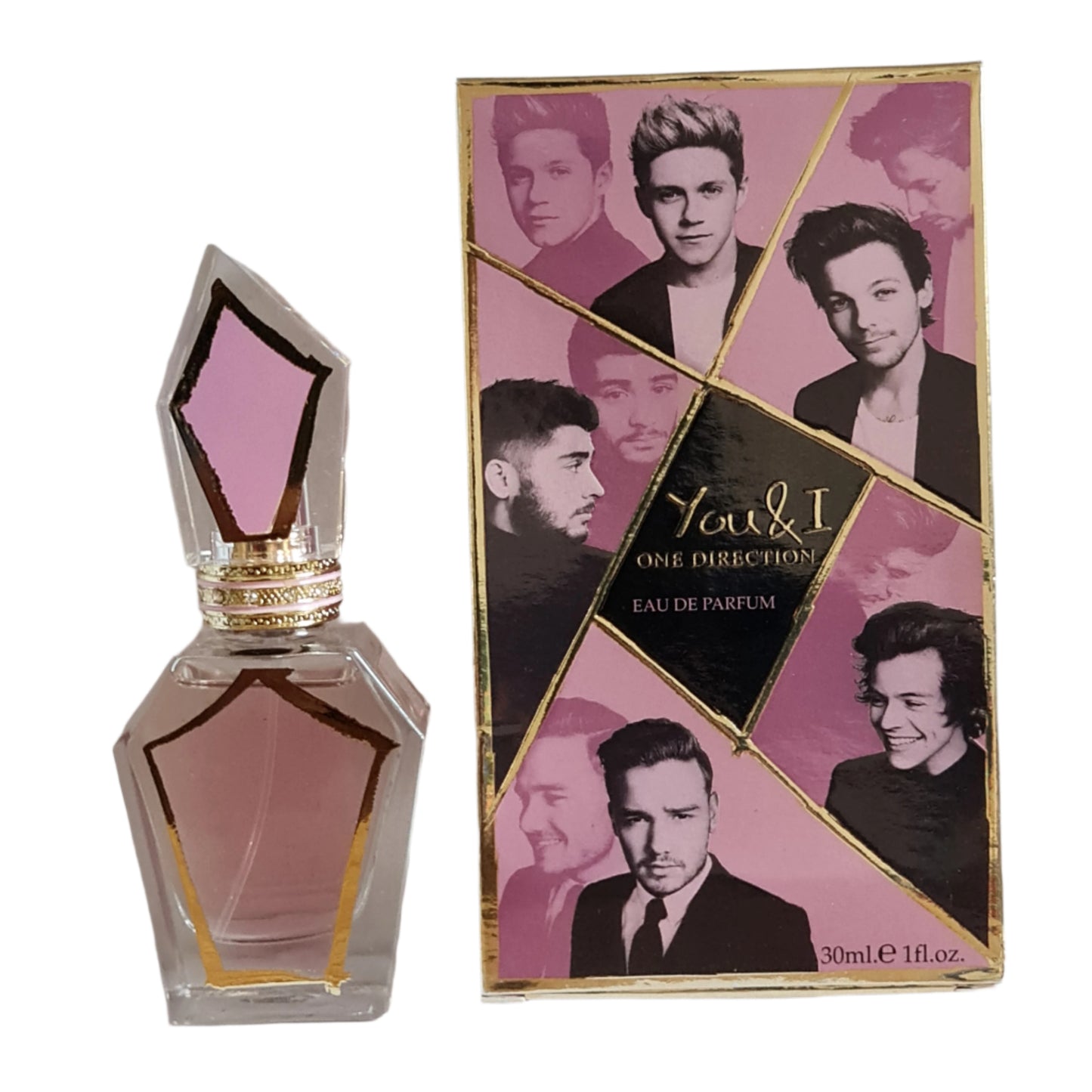 Perfume bottle and box side by side.