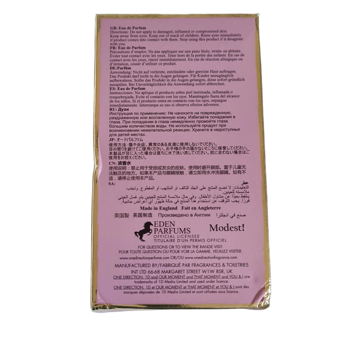 Back of perfume box.