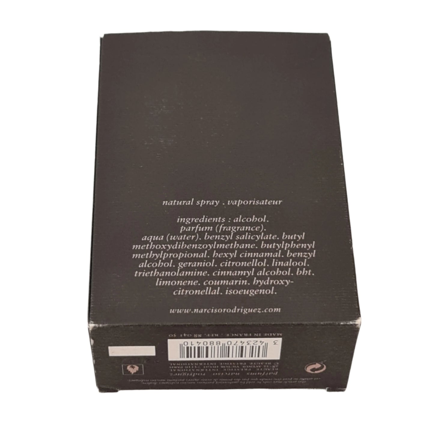 Back of perfume box photo.