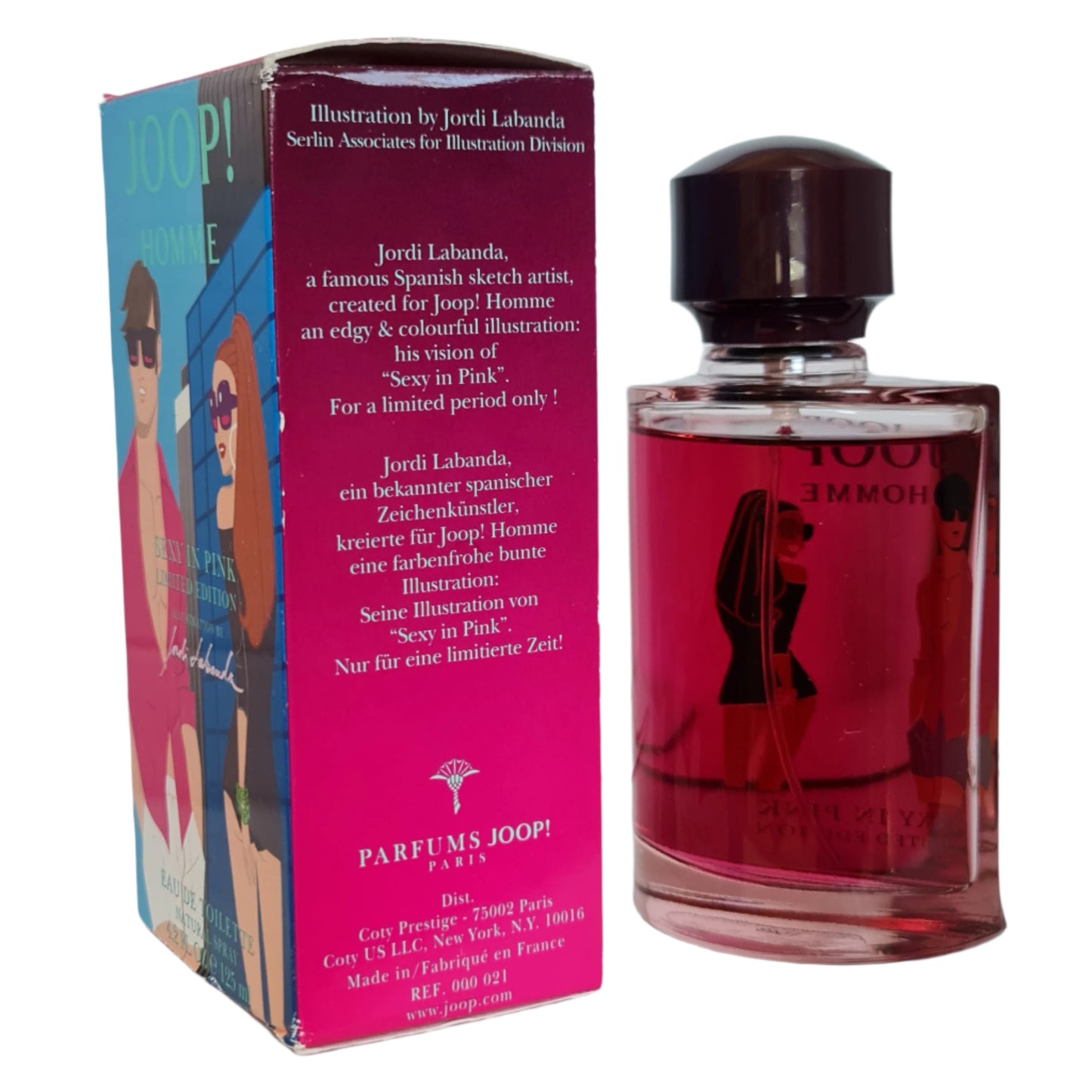 Side of perfume box and bottle.