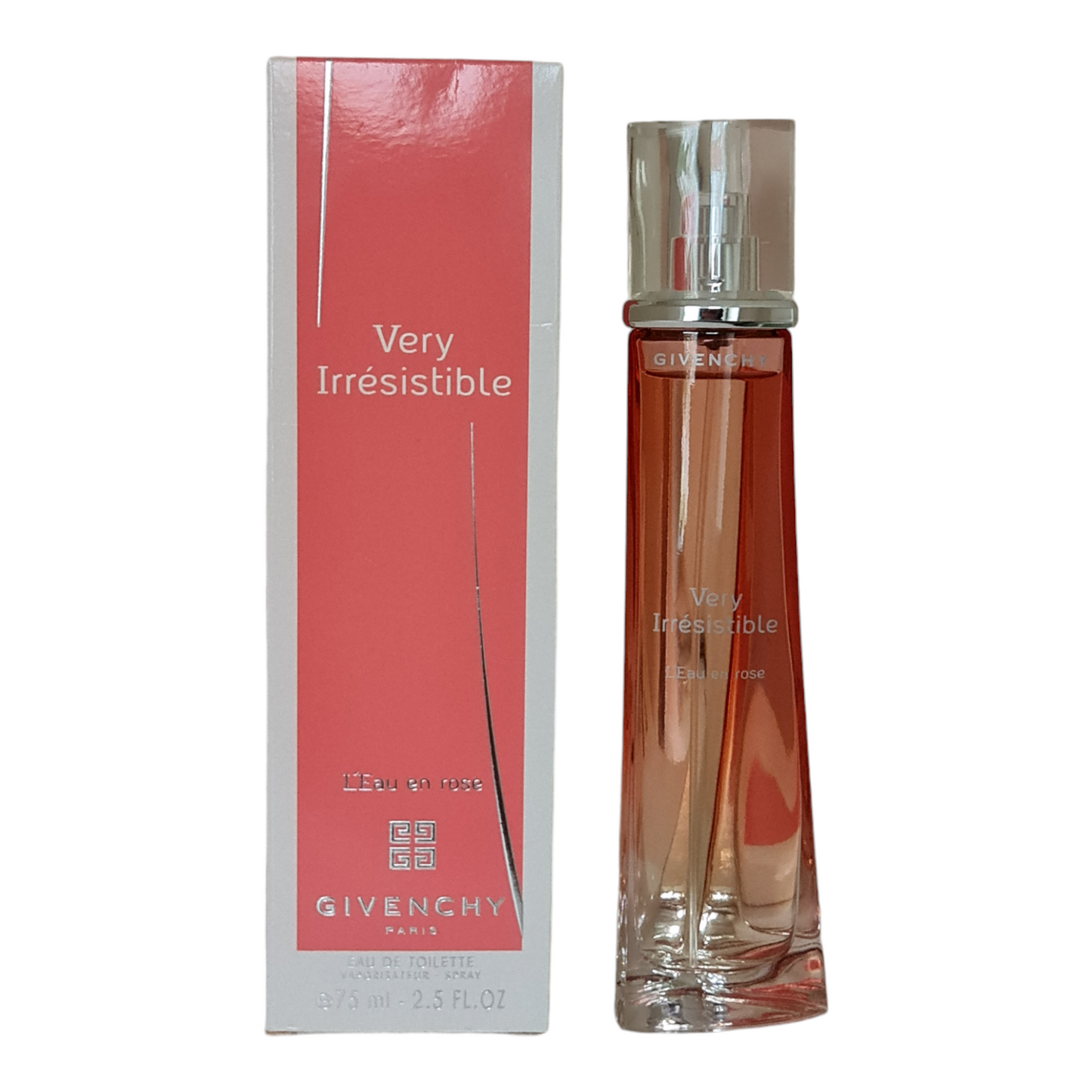 Fragrance box and perfume bottle side by side.
