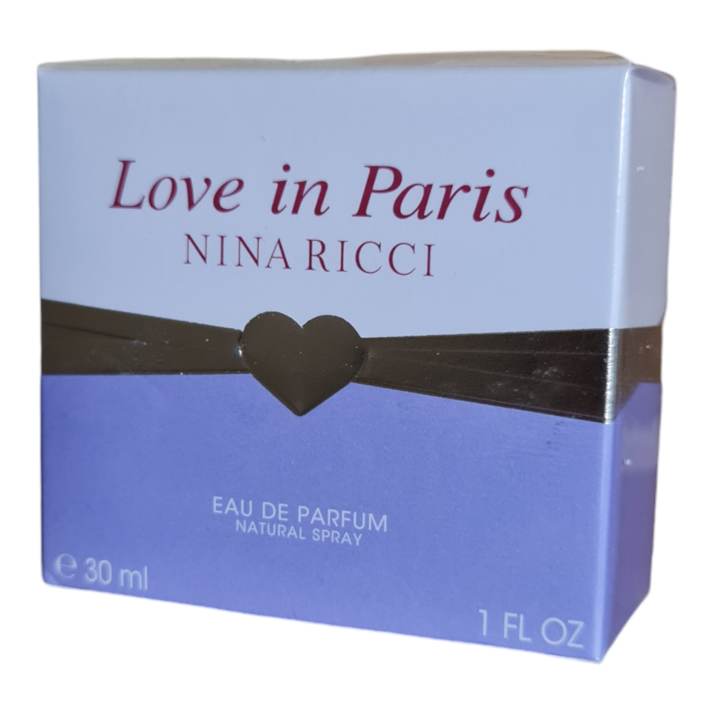 Nina Ricci Love in Paris Eau De Parfum 30ml. Second angled photo of perfume box.