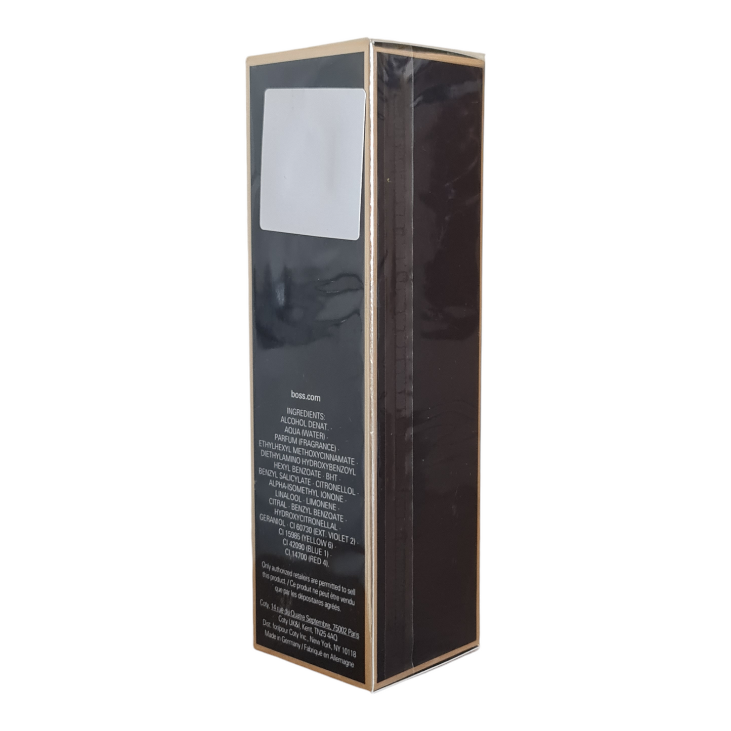 Photo showing white retail sticker on cellophane.
