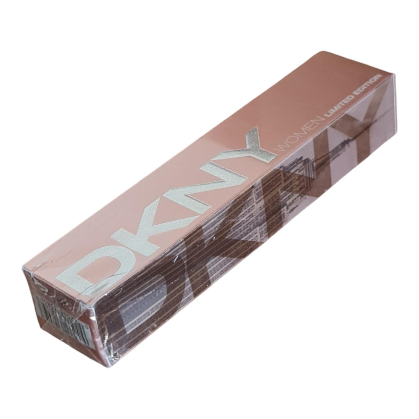 Photo of perfume box lying flat.