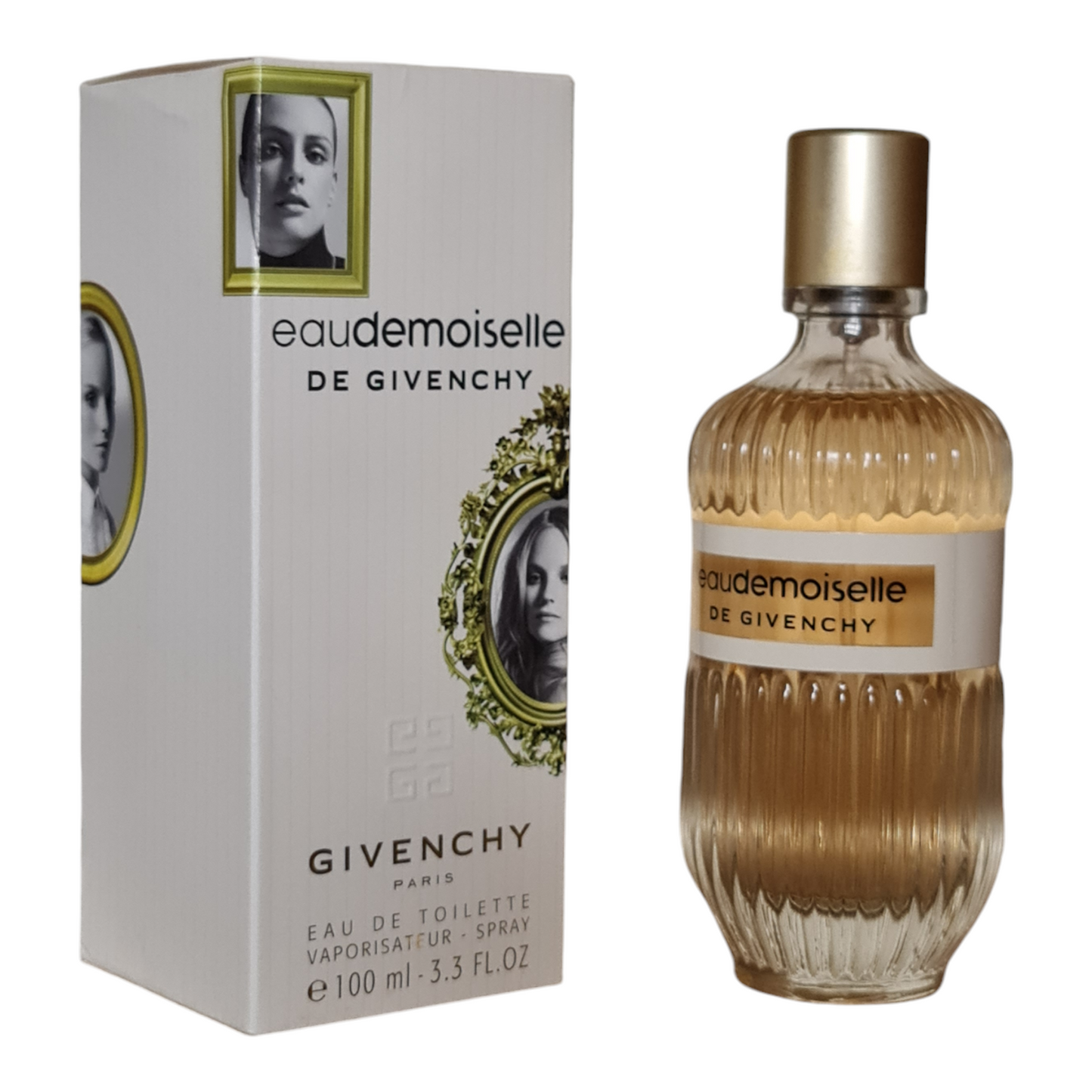 Givenchy Eau Demoiselle De Givenchy 100ml Eau de Toilette. See description. Perfume box and bottle at a angle.