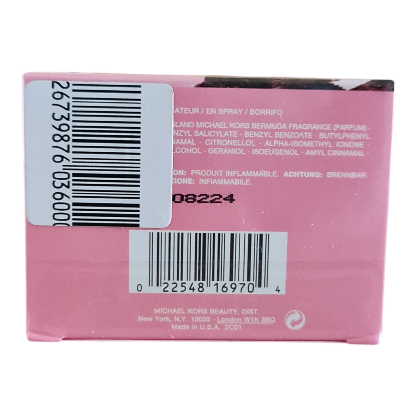 Base of box showing sticker on it.