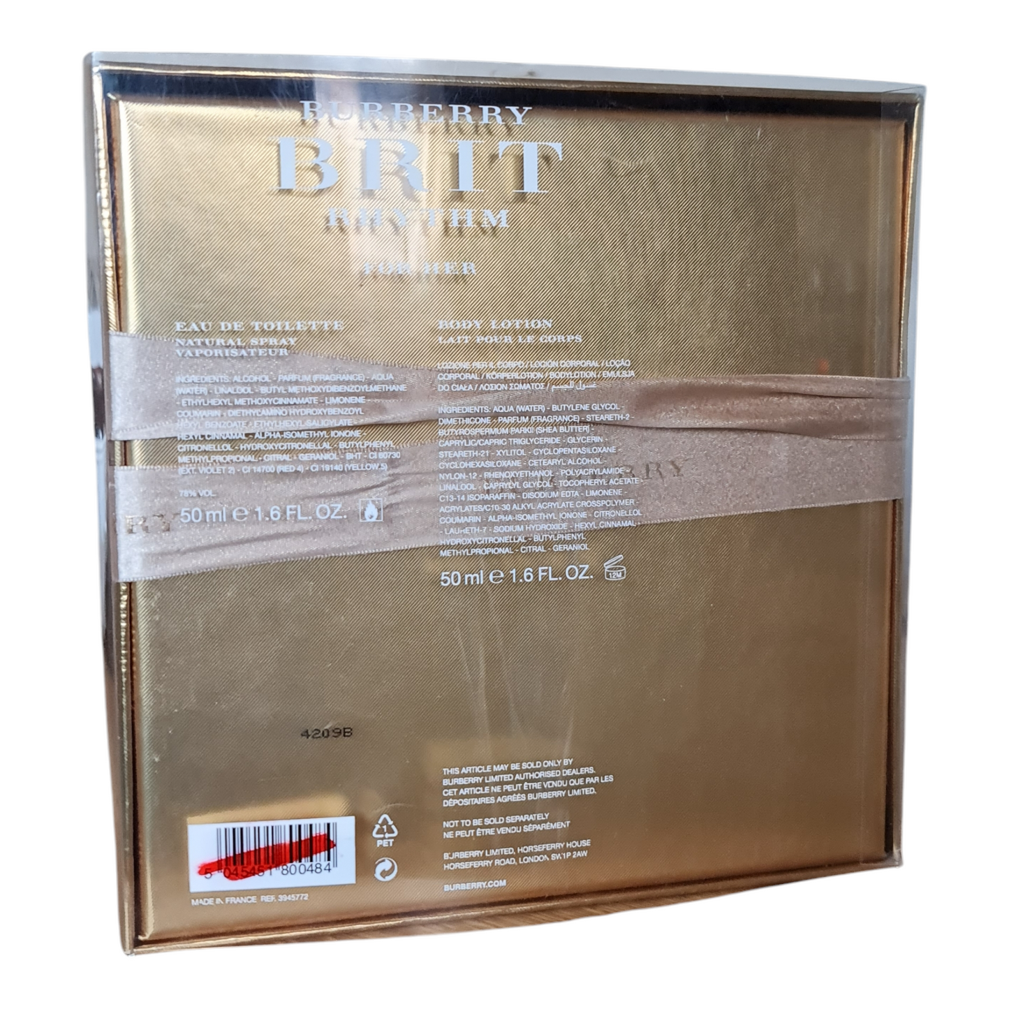 Burberry Brit Rhythm For Her Eau De Toilette 50ml Gift Set. Imperfect Box. See Description