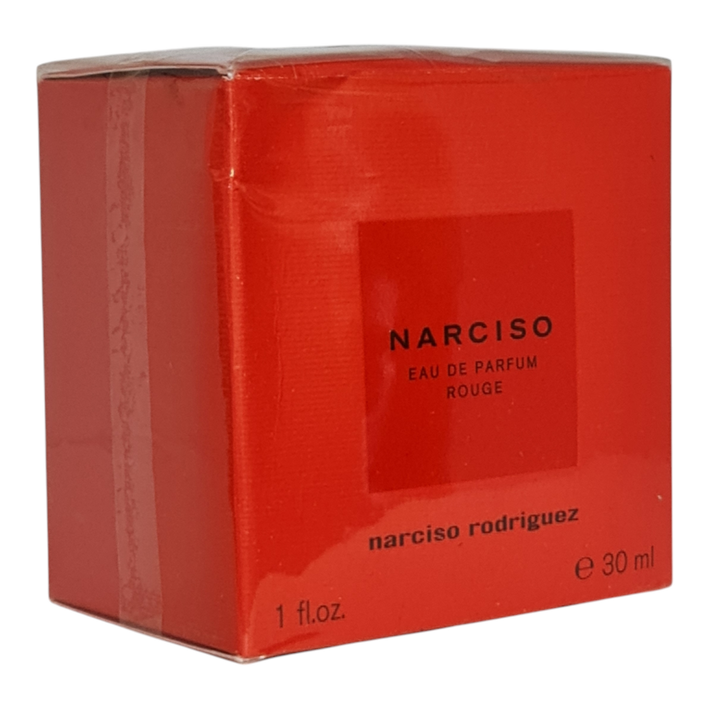 Narciso Rodriguez Rouge Eau De Parfum 30ml. Front angled photo of perfume box.