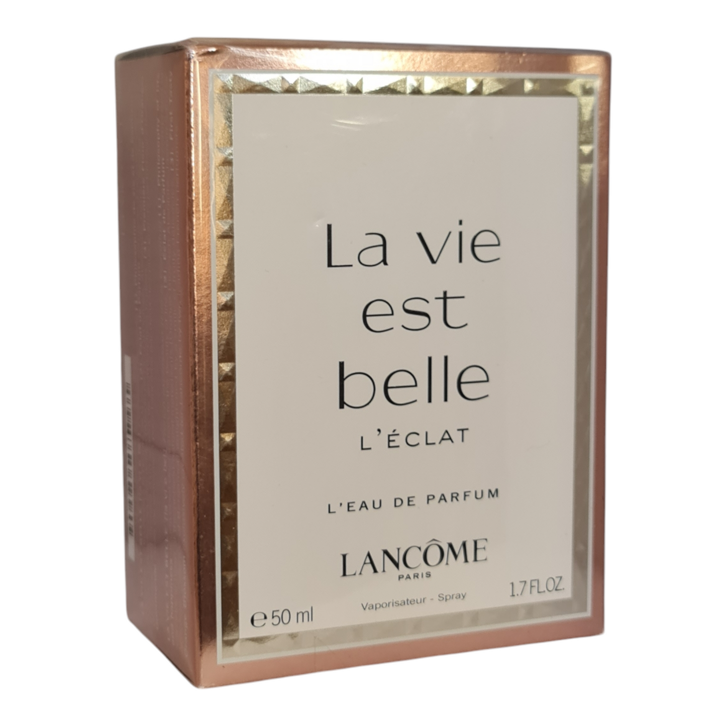 Lancome La Vie Est Belle L'Eclat 50ml. Front angled photo of perfume box.