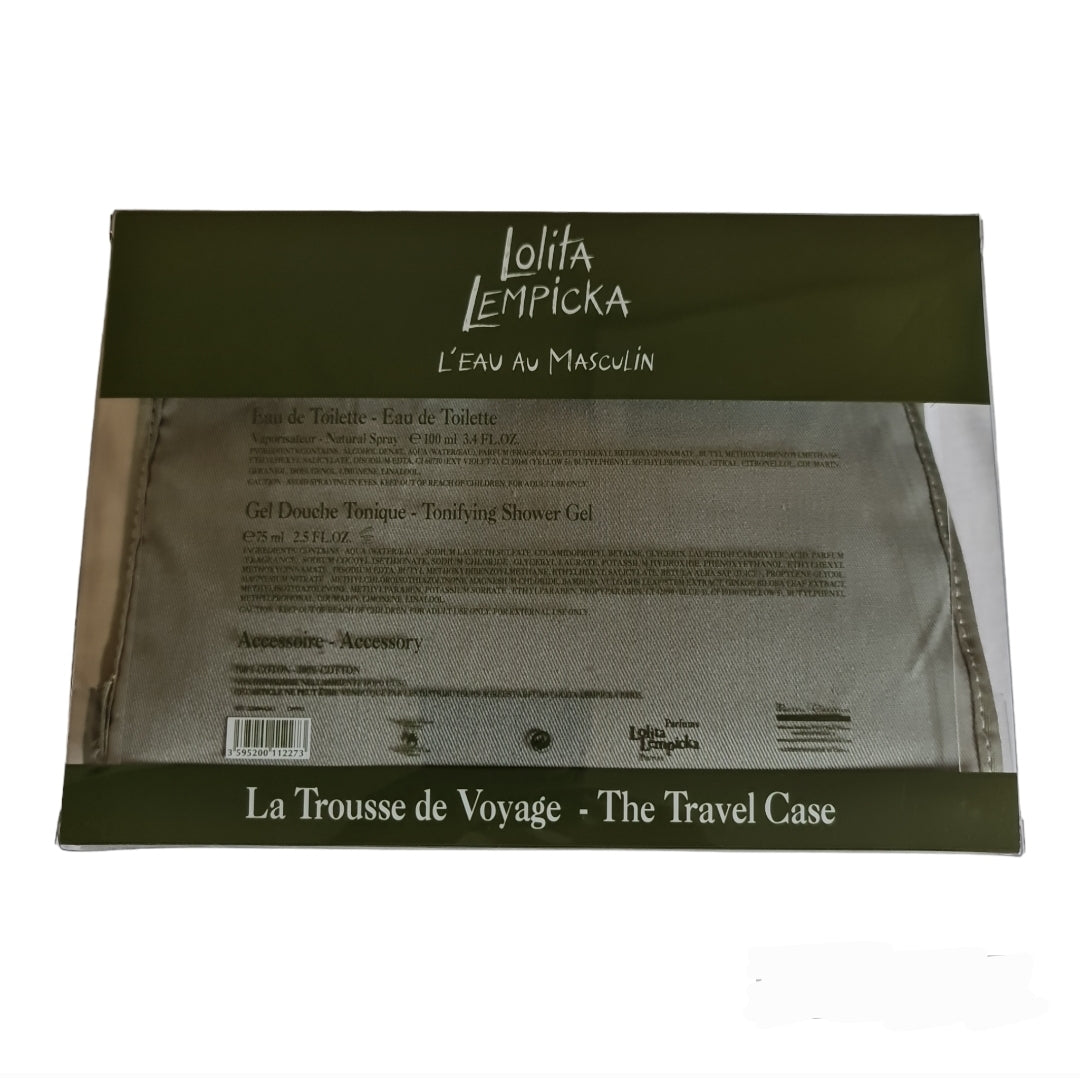 Lolita Lempicka L'eau Au Masculin Eua de Toilette 100ml gift set Pour Homme. Perfume and fragrance. Back Image.