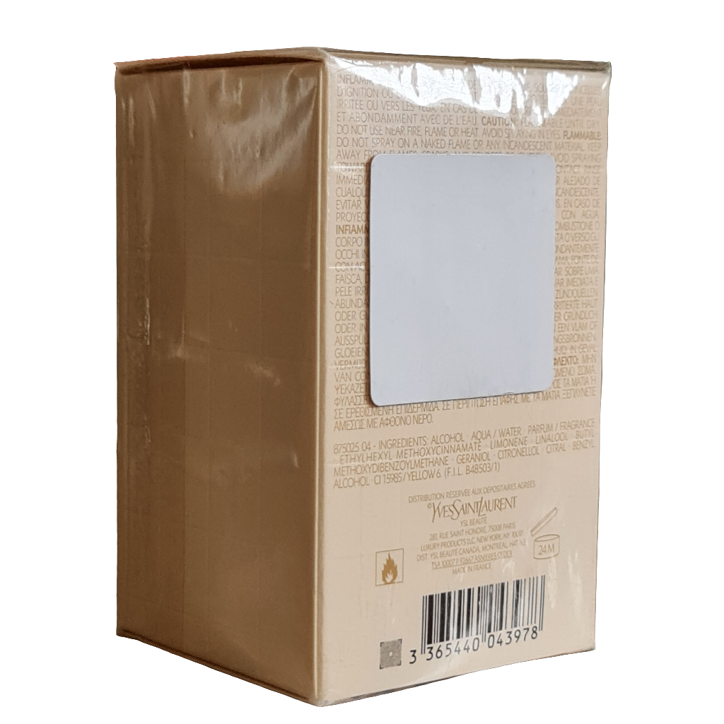 Rear photo of perfume box.
