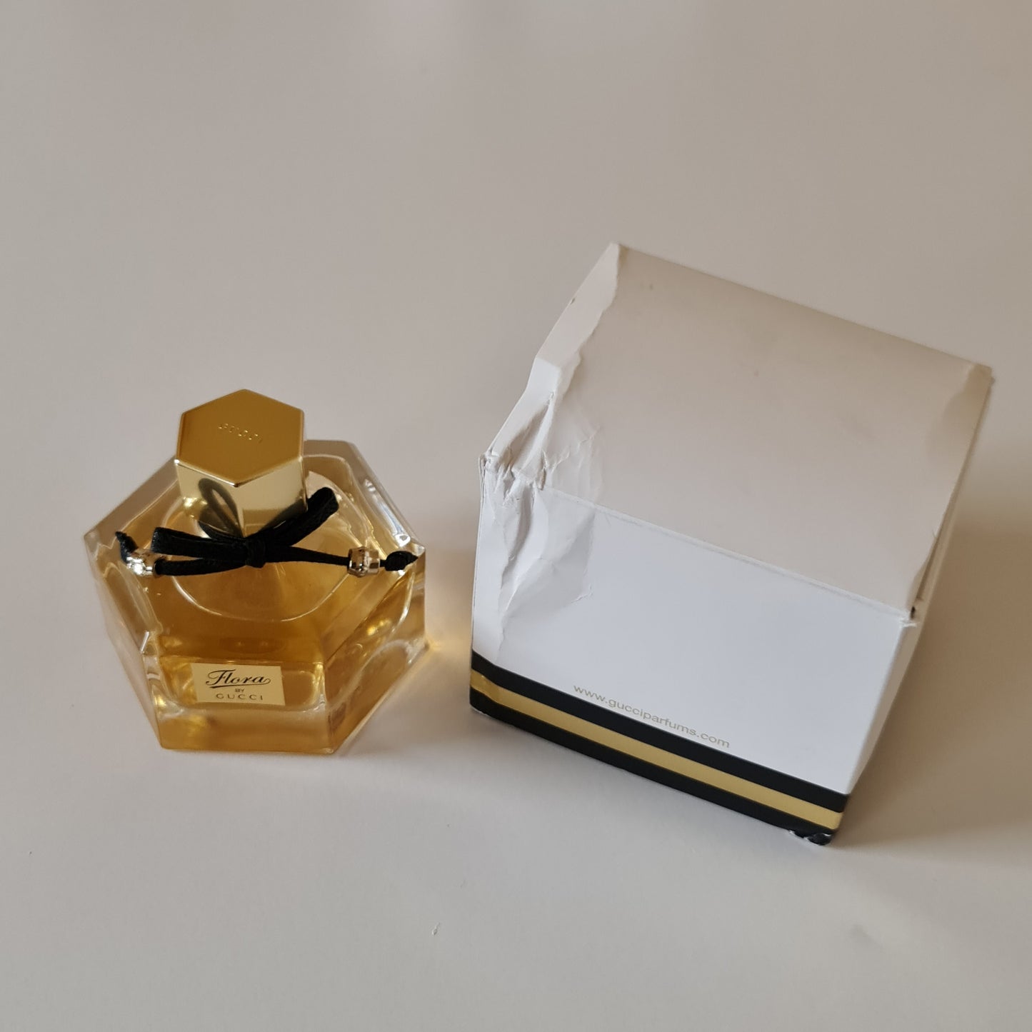 Gucci Flora Eau de Parfum 50ml. Front bottle and back of box photo. Perfume, scent, fragrance and cologne.