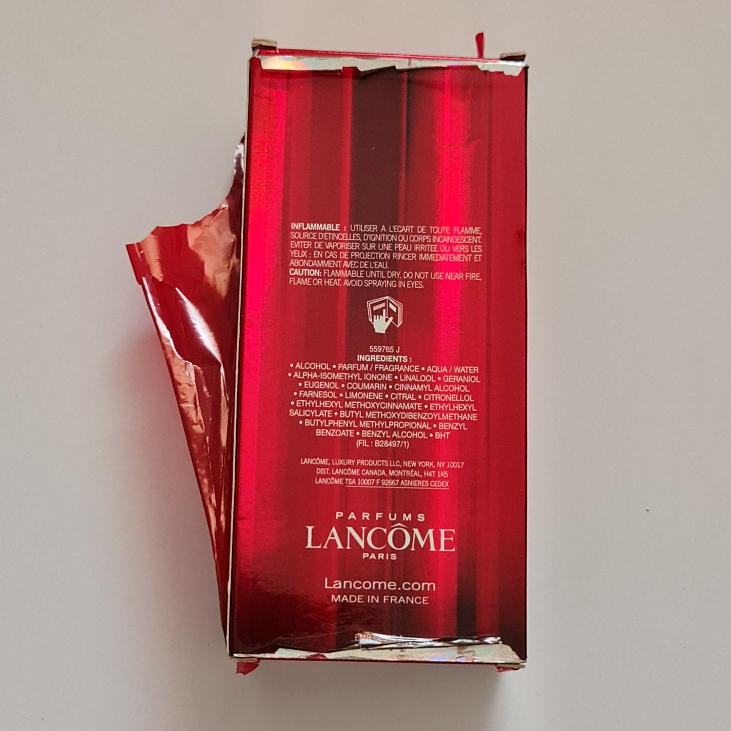 Lancome Magnifique 75ml Eau de Parfum.  Rear of box photo.