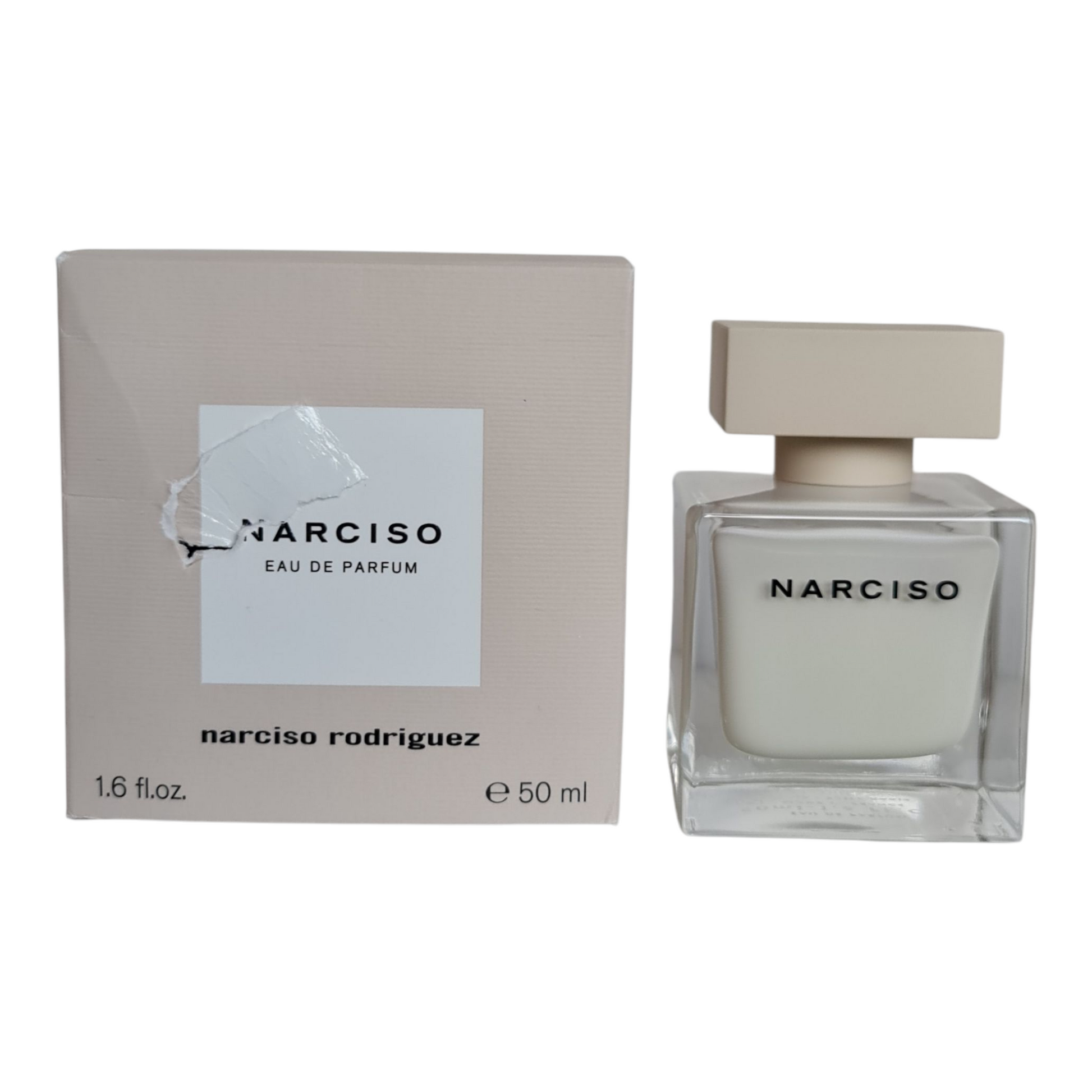 Perfume box and bottle side by side.
