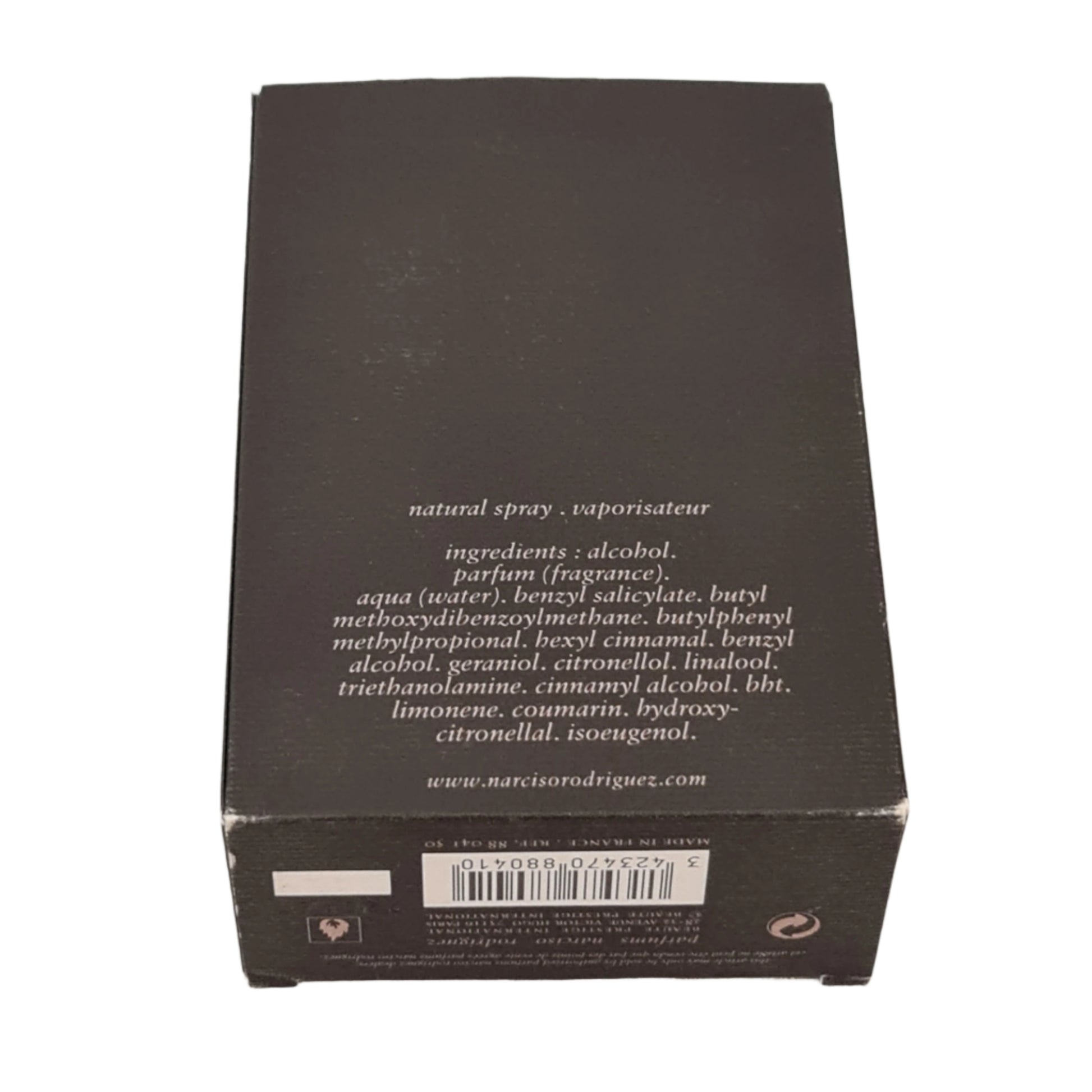 Back of perfume box photo.