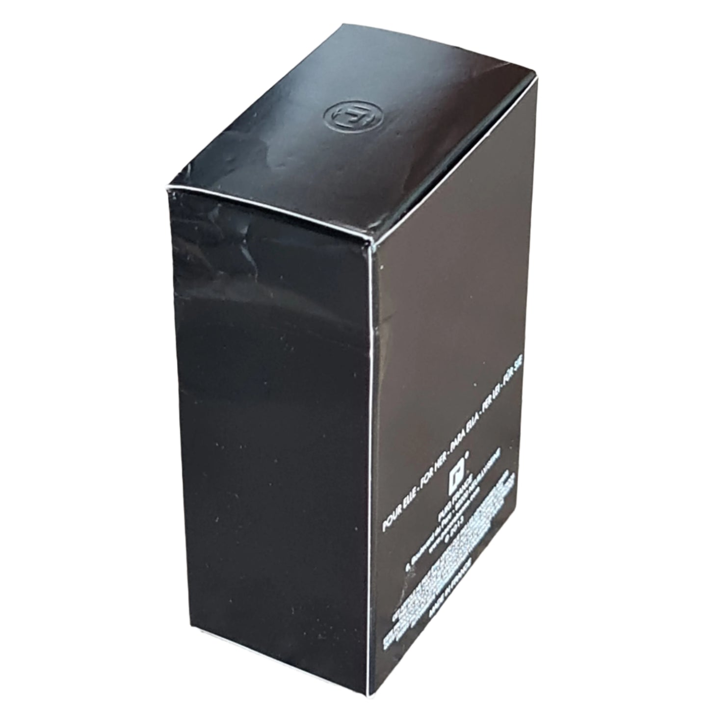 Photo showing three sides of the perfume box.