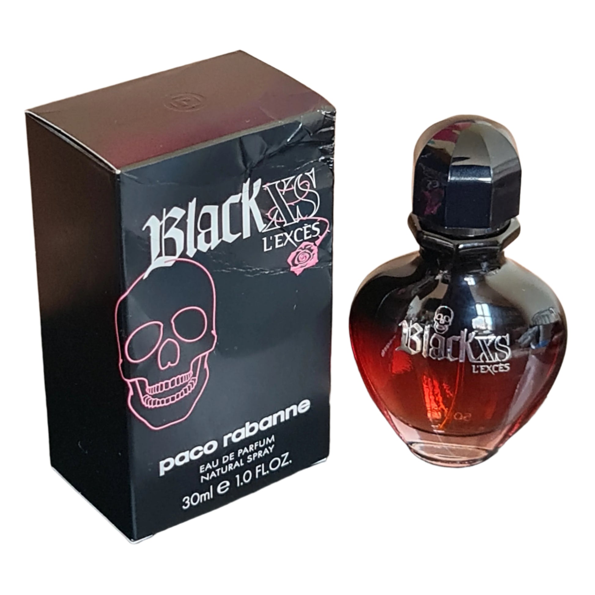 Bird's eye view of perfume box and bottle side by side photo.