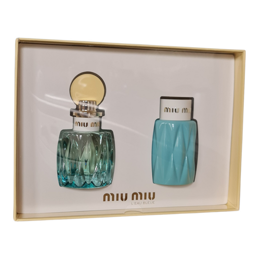 Miu Miu L'Eau Bleue Eau de Parfum 50ml Gift Set. Imperfect Soiled Gift Box. See Description.
