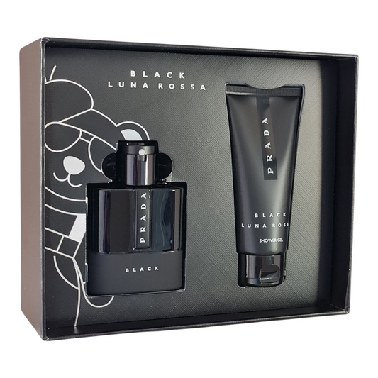 Prada Luna Rossa Black Eau de Parfum 50ml. Vintage. Imperfect Gift Box. See description. Front angled photo of internal of gift box.