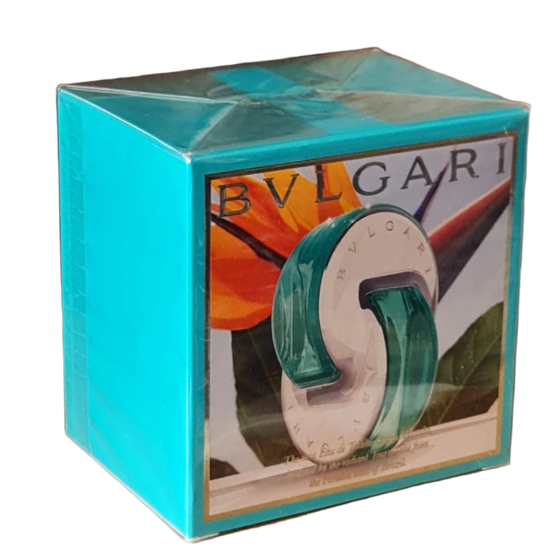 Bvlgari Omnia Paraiba Eau de Toilette 65ml. Vintage 2016 Batch. Photo showing three sides of perfume box.
