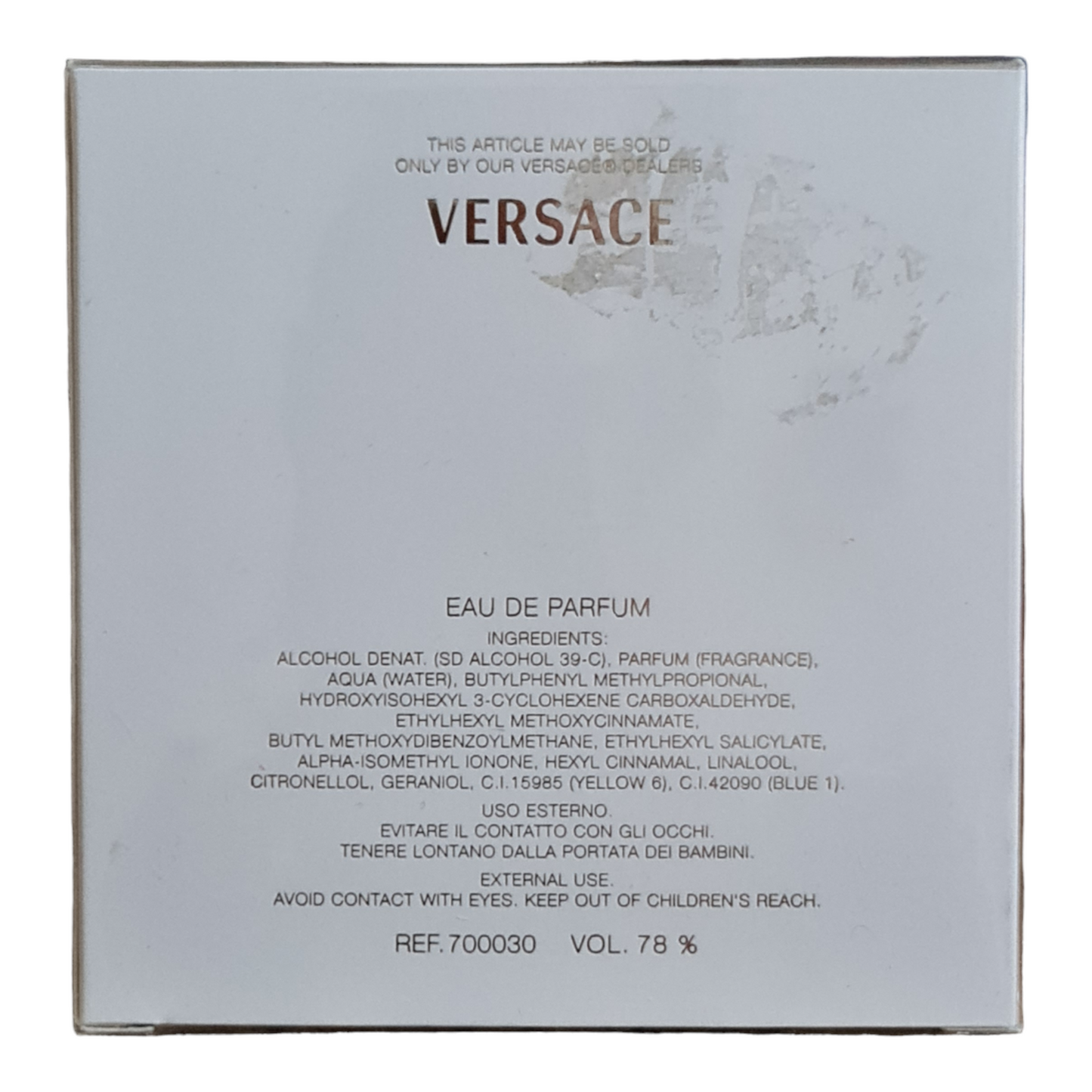 Versace Pour Femme Eau De Parfum 50ml. Rear photo, perfume, cologne, scent and fragrance.