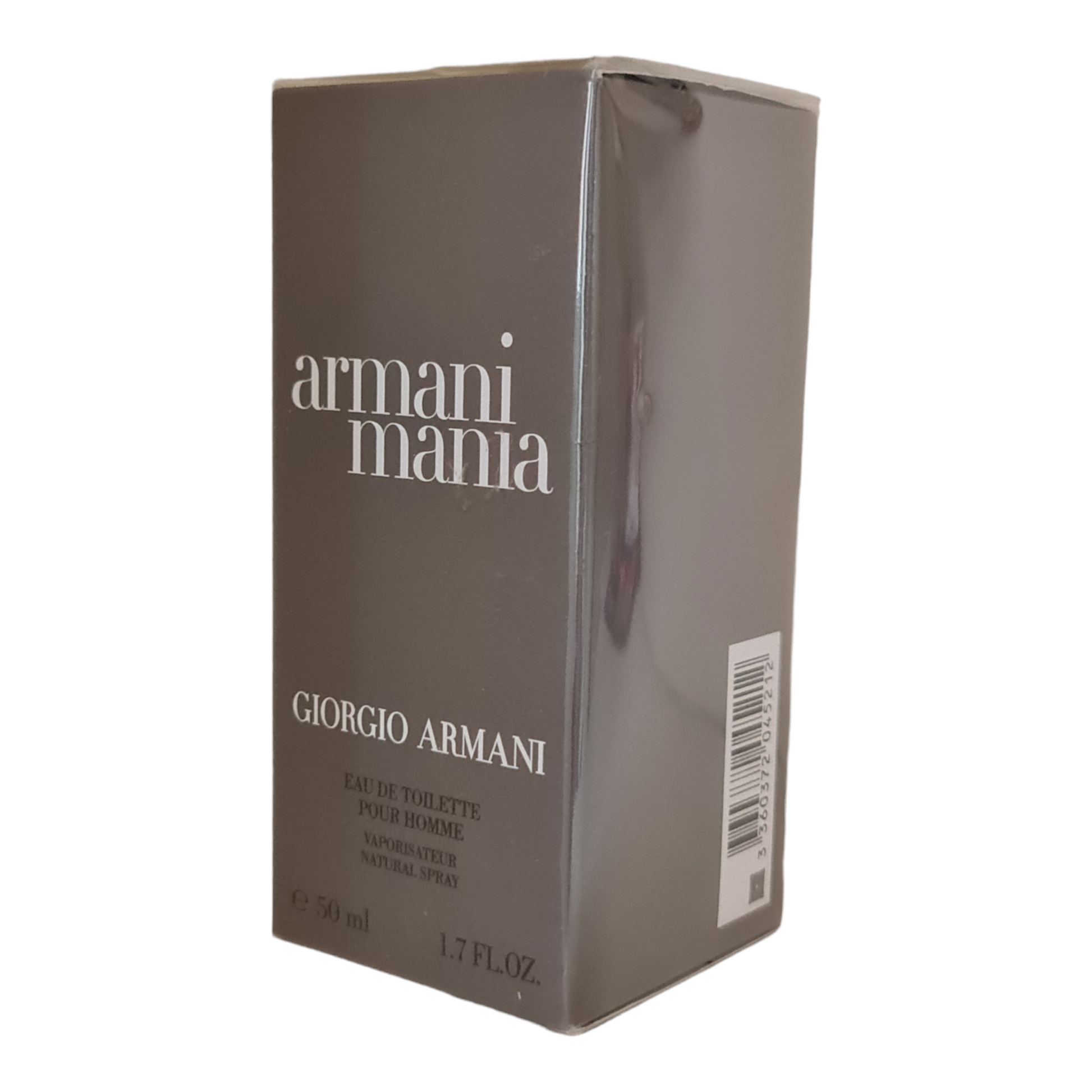 Giorgio Armani Mania Eau De Toilette Pour Homme 50ml. Angled photo of item, perfume, fragrance, scent and cologne.