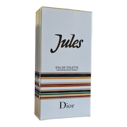 Dior Jules Eau de Toilette 100ml. Front angled photo of perfume box.