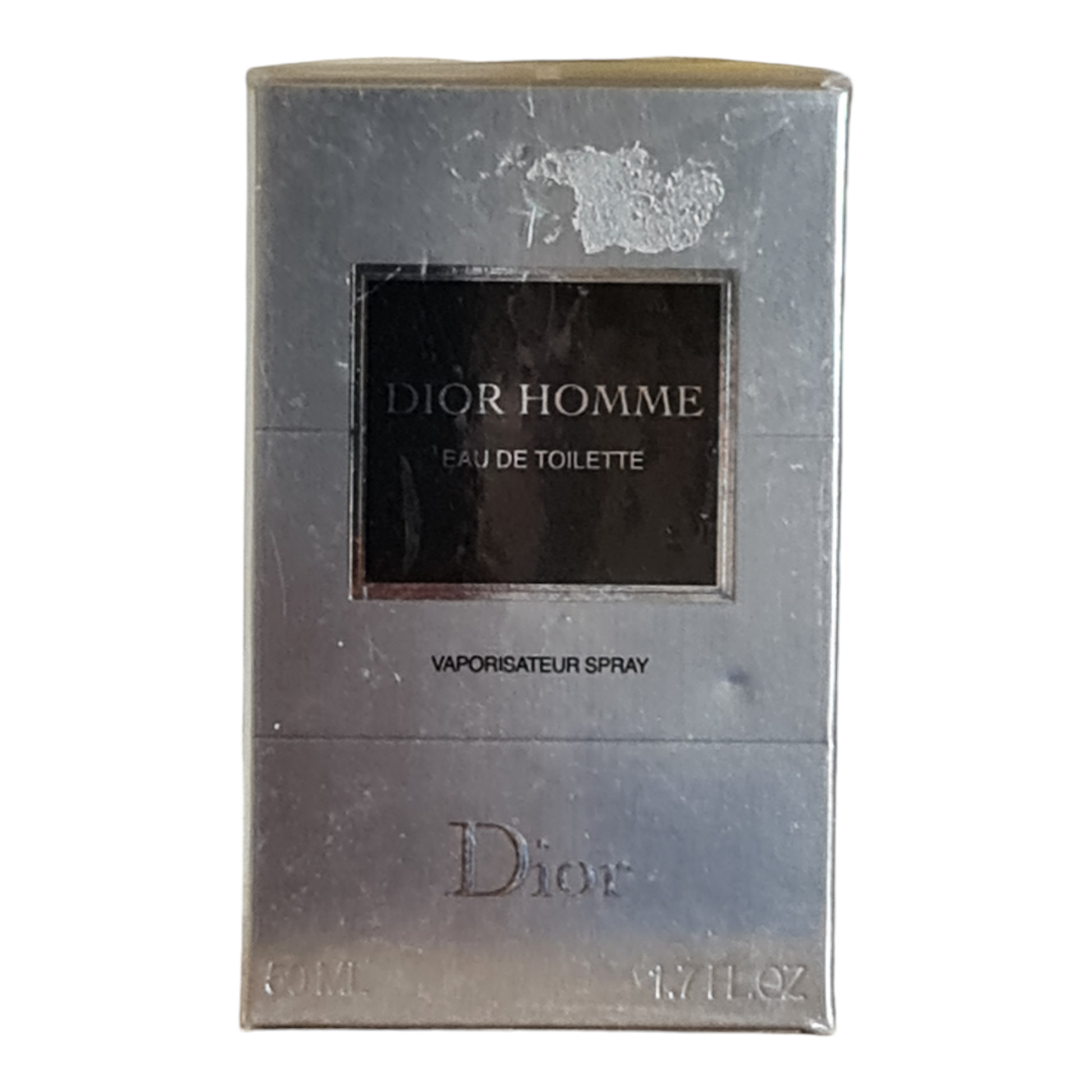 Dior Homme Silver Stem Eau De Toilette 50ml. Front photo of fragrance box.