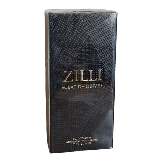 Zilli Cuir Eclat De Cuivre Eau De Parfum 100ml. Front angled photo of perfume box.