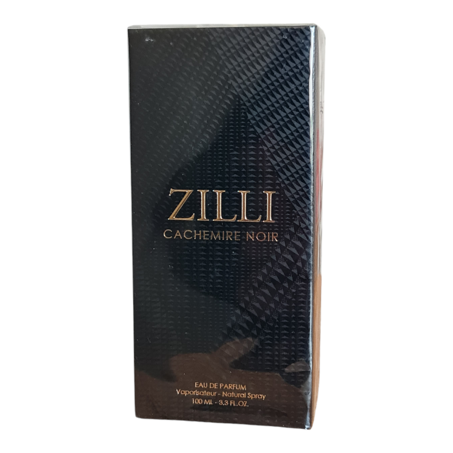 Zilli Cashemire Noir Eau De Parfum 100ml. Front angled photo of perfume box.