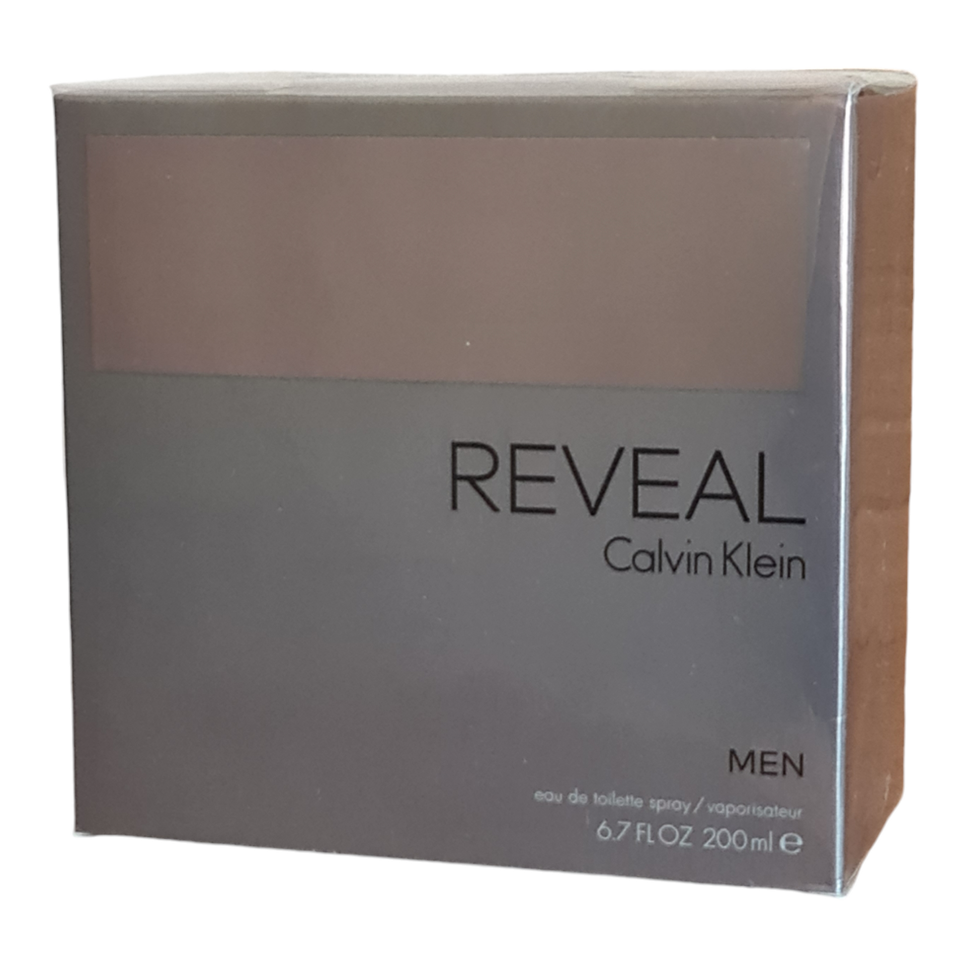 Calvin Klein Reveal Eau De Toilette 200ml. Front angled photo one of perfume box.