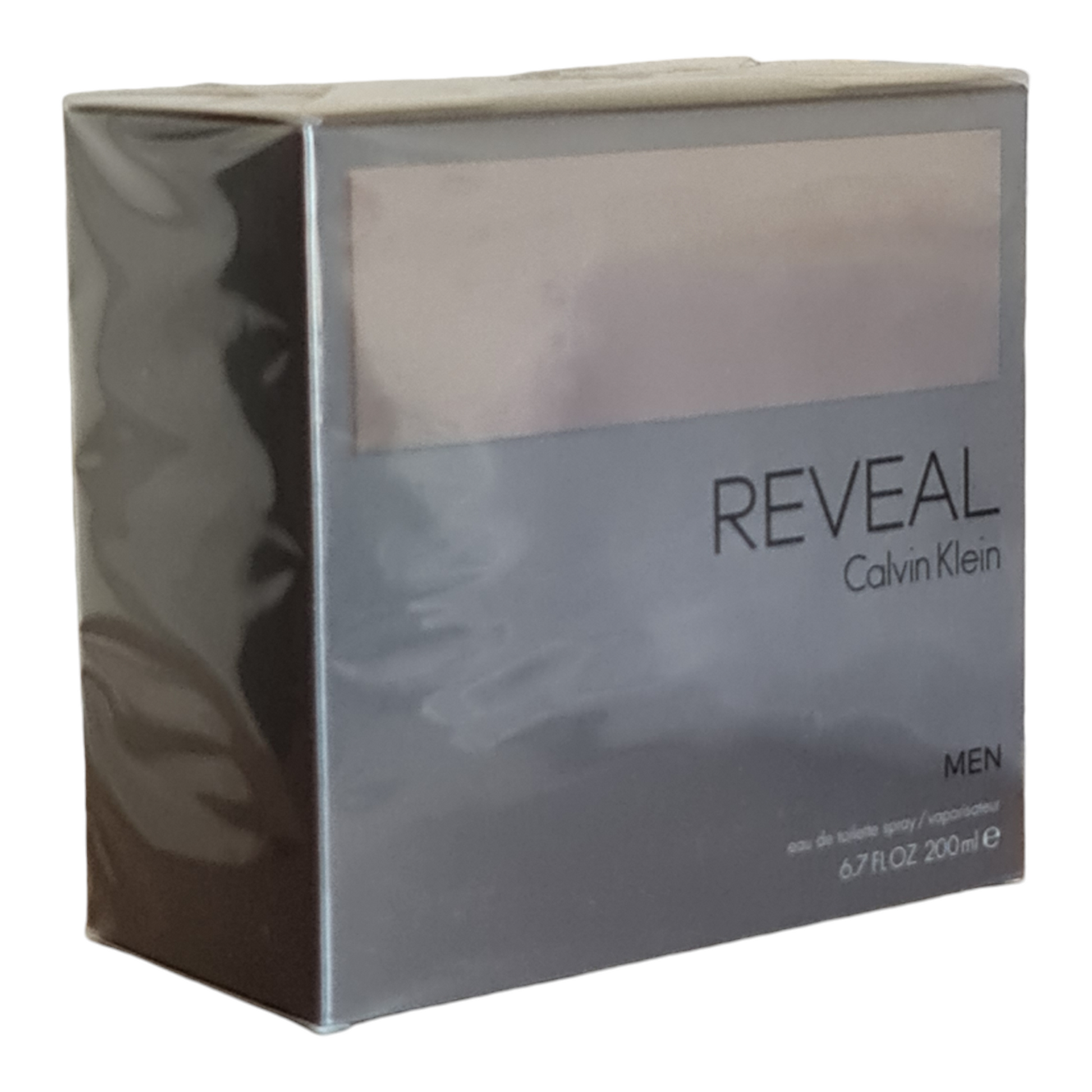 Calvin Klein Reveal Eau De Toilette 200ml. Front angled photo two of perfume box.