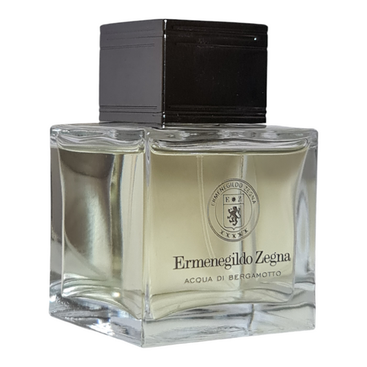 Ermenegildo Zegna Acqua Di Bergamotto Eau De Toilette 125ml. Angled photo of perfume bottle.