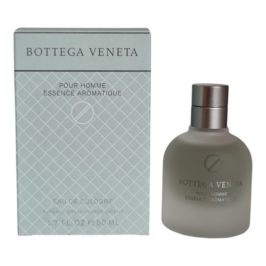 Bottega Veneta Pour Homme Essence Aromatique Eau de Cologne 50ml. Perfume box and bottle side by side.