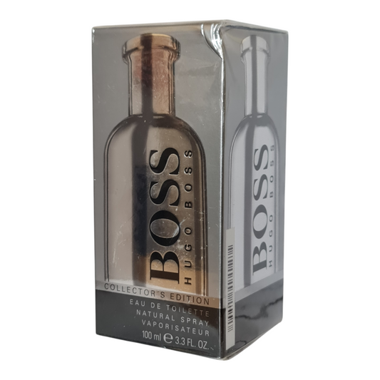 Hugo Boss Boss Collector's Edition Eau de Toilette 100ml. Angled photo of the perfume box. 