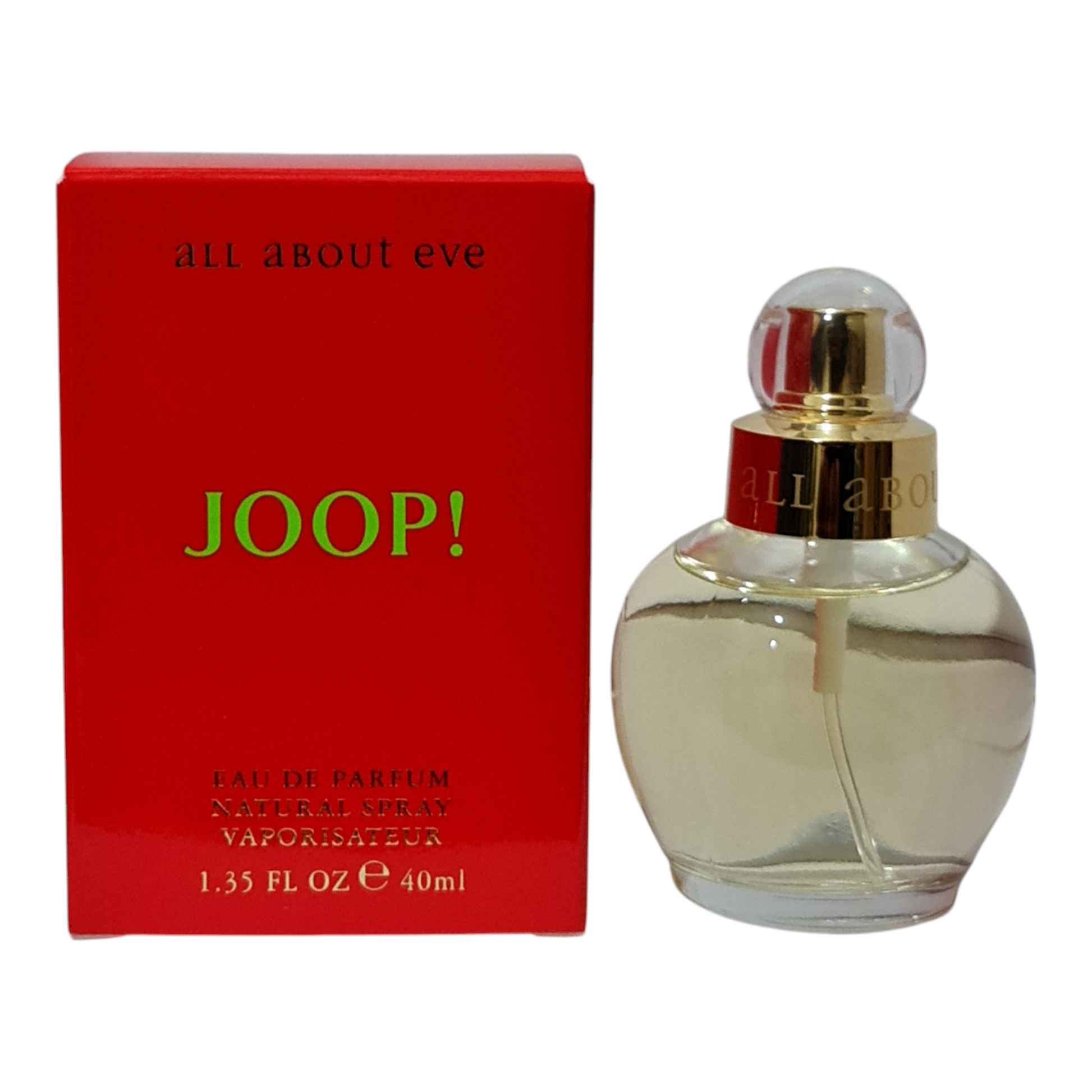 Joop All About Eve Eau de Parfum 40ml. Perfume box and cologne bottle side by side.