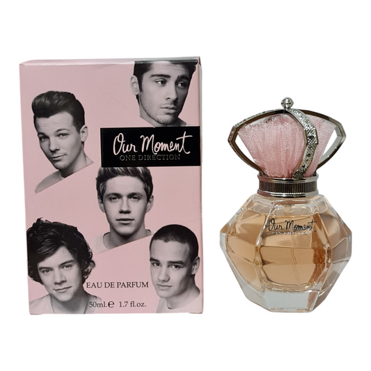 One Direction Our Moment Eau de Parfum 50ml. Perfume box and bottle side by side.