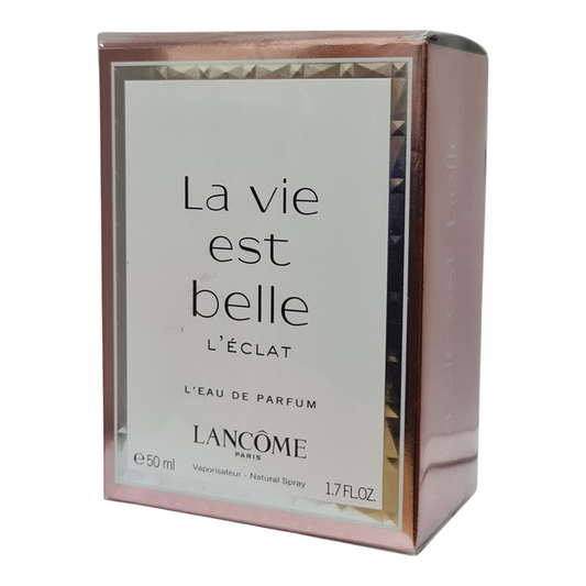 Lancome La Vie Est Belle L'Eclat 50ml. Front angled photo of perfume box.