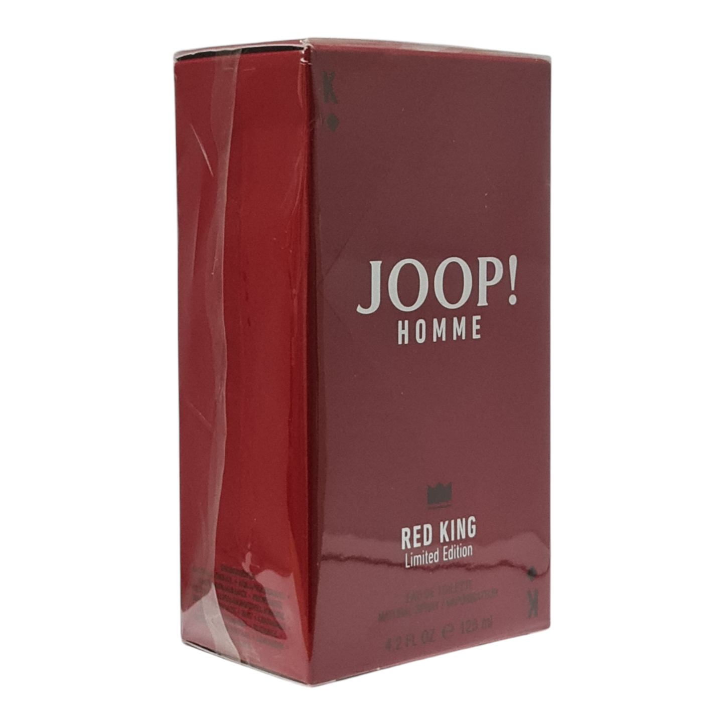 Joop Homme Red King Eau De Toilette 125ml. First angled photo of perfume box.