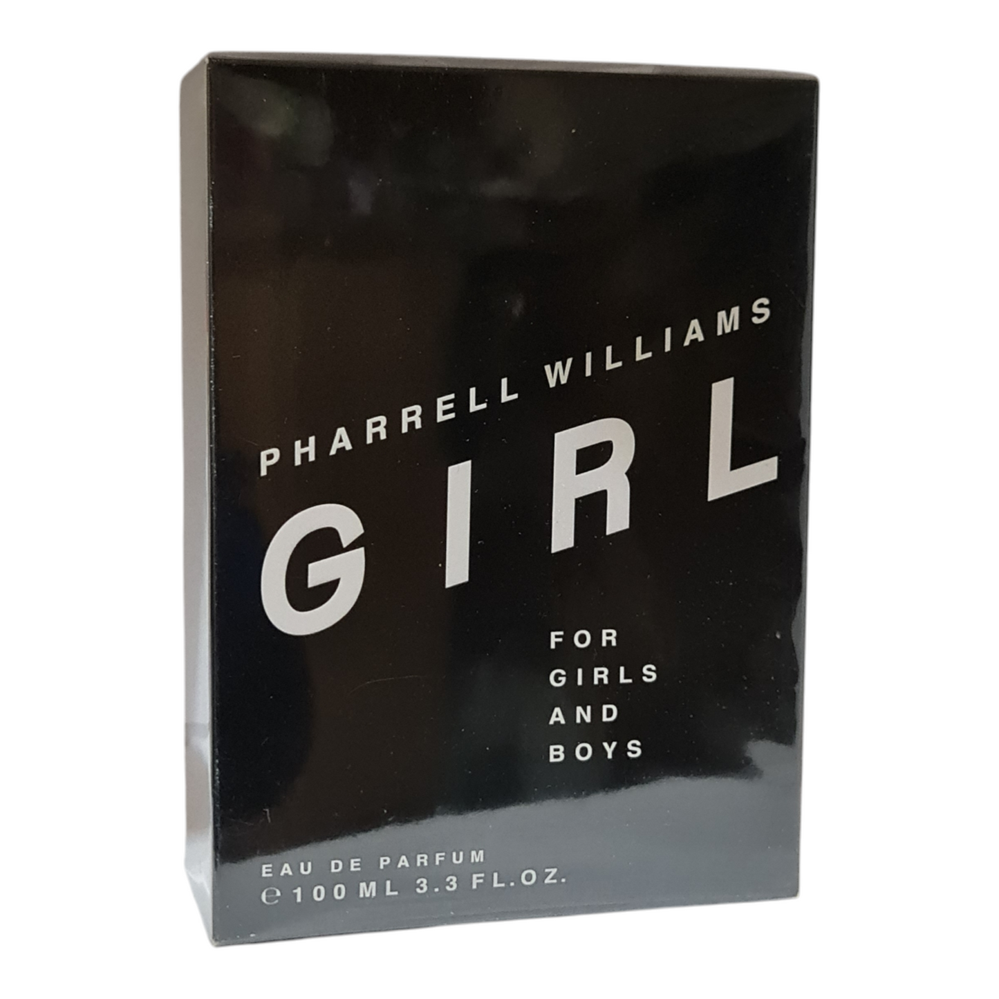 Pharrell Williams Girl Unisex Fragrance Eau de Parfum 100ml. Front angled photo of perfume box.