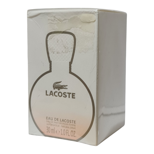 Lacoste Eau de Lacoste Eau de Parfum 30ml. Front angled photo of perfume box.