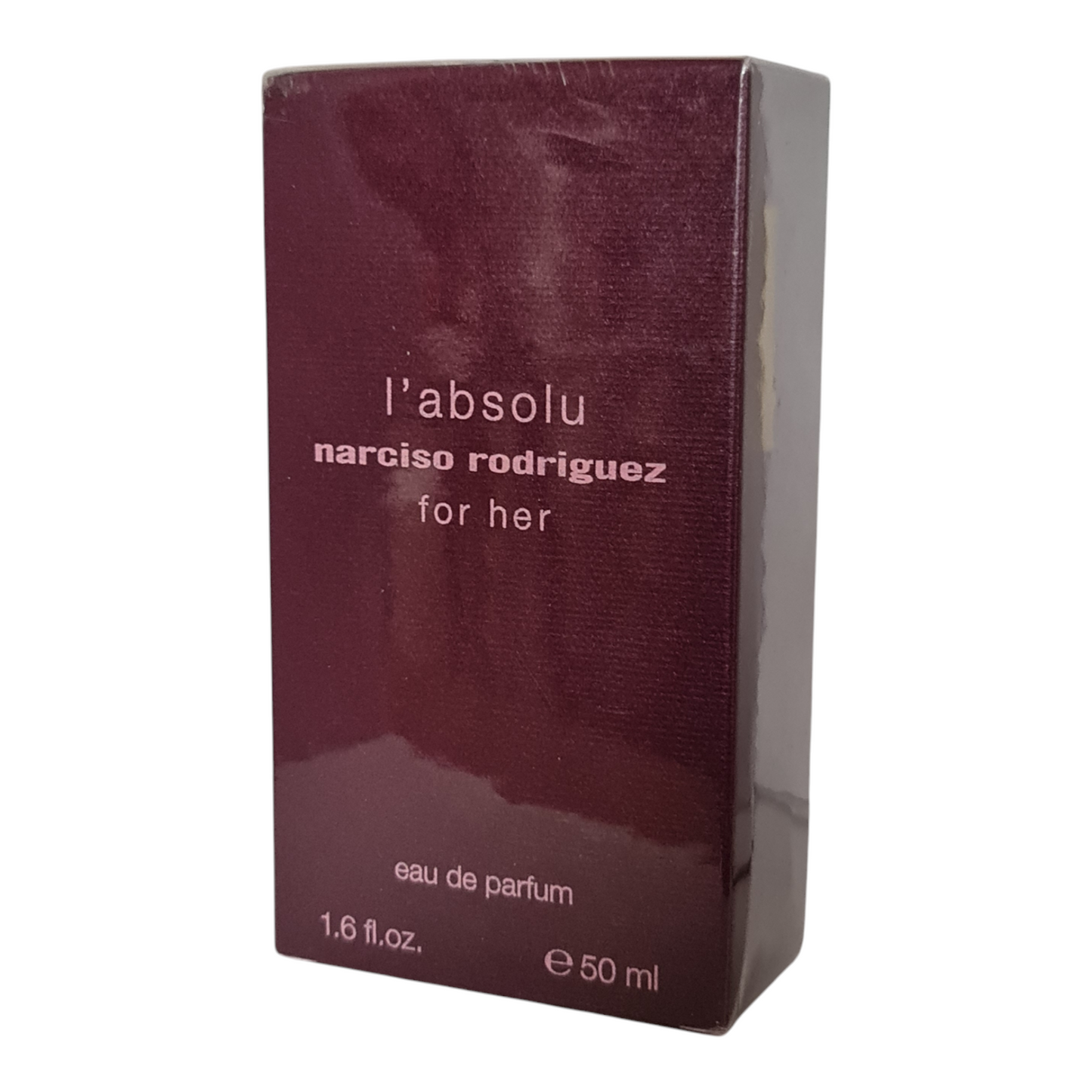 Narciso Rodriguez L'Absolu For Her Eau de Parfum 50ml. Front angled photo of perfume box.