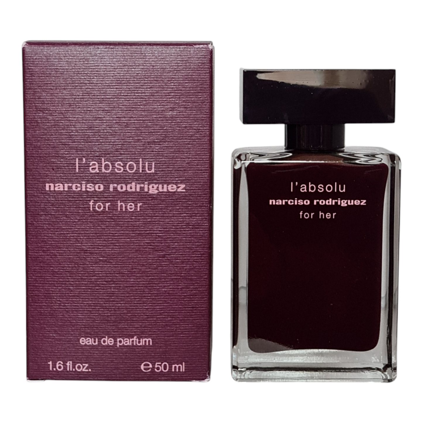 Narciso Rodriguez L'Absolu For Her Eau de Parfum 50ml. Perfume box and bottle side by side.