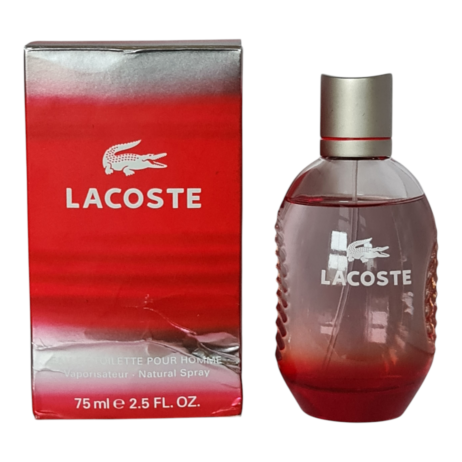 Lacoste Style in Play Eau De Toilette 75ml. Box and bottle side by side.