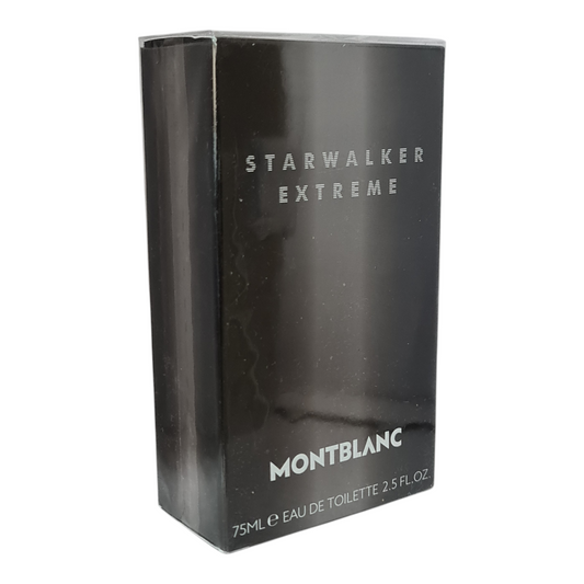 Mont Blanc Starwalker Extreme Eau de Toilette 75ml. Angled photo of fragrance box.