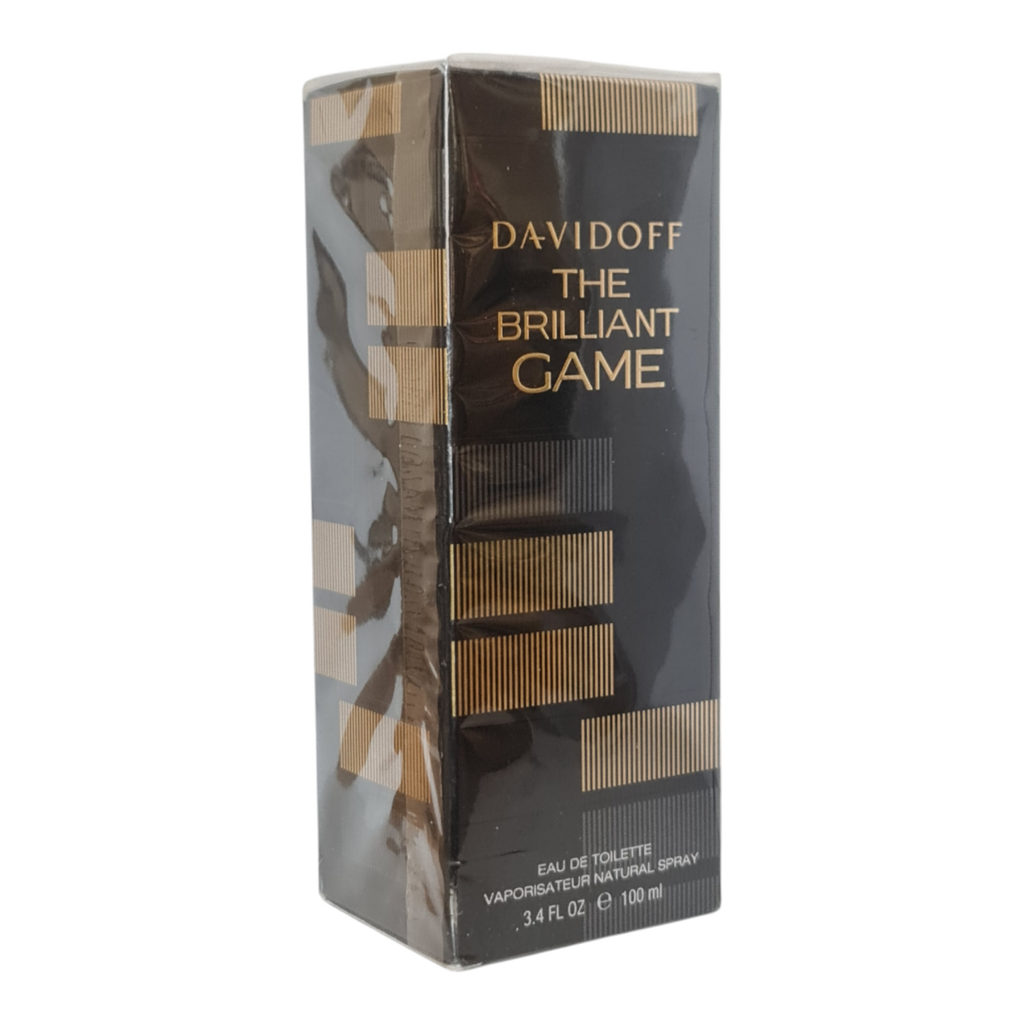 Davidoff The Brilliant Game Eau de Toilette 100ml. Front angled photo of the perfume box.