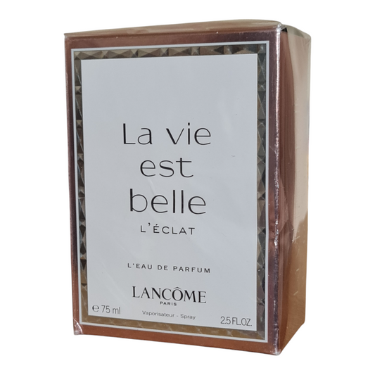 Lancome La Vie Est Belle L'Eclat 75ml. Front angled photo of perfume box.