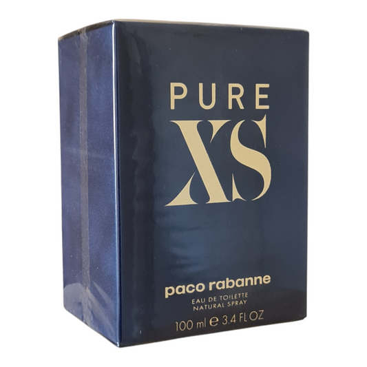 Paco Rabanne Pure XS Eau de Toilette 100ml. Front angled photo of cologne box.